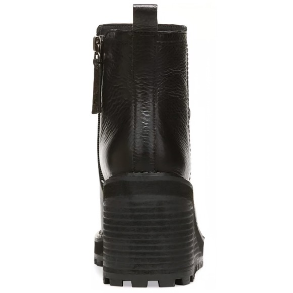 Zodiac Julie Black Leather Wedge Ankle Boots Lug Sole Side Zip Women - Picture 3 of 5